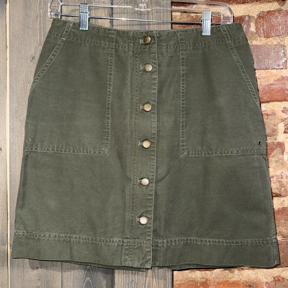 Lauren Ralph Lauren Vintage Y2K Army Green Button From Mini Skirt Sz 8P EUC Prep - Picture 2 of 8